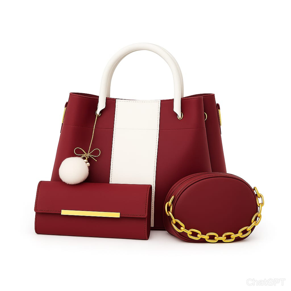 Structured Leather Handbag Set